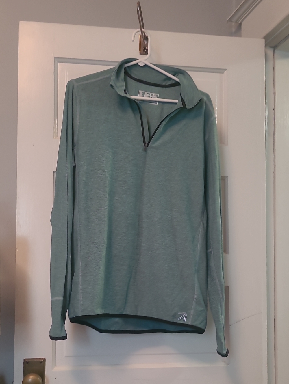 New Balance Heathered Sage Green Half-Zip Pullover